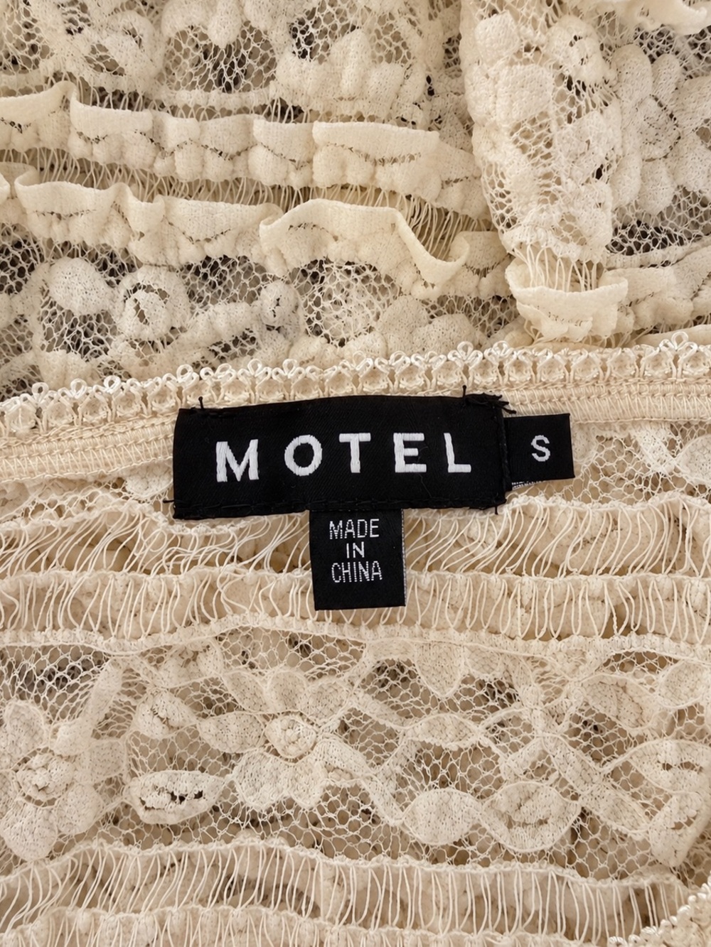 Motel Rocks Ivory Sheer Lace Ruffle Mini Skirt - Picture 4 of 4